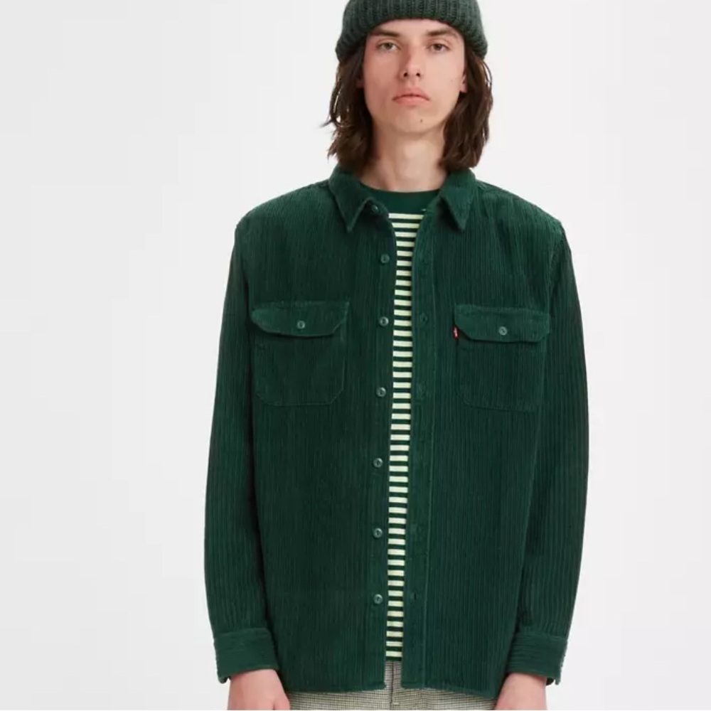 NEW Levi's Corduroy Shirt The Worker Relaxed Long Sleeve Button Green